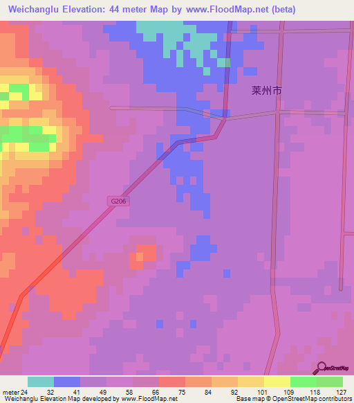 Weichanglu,China Elevation Map