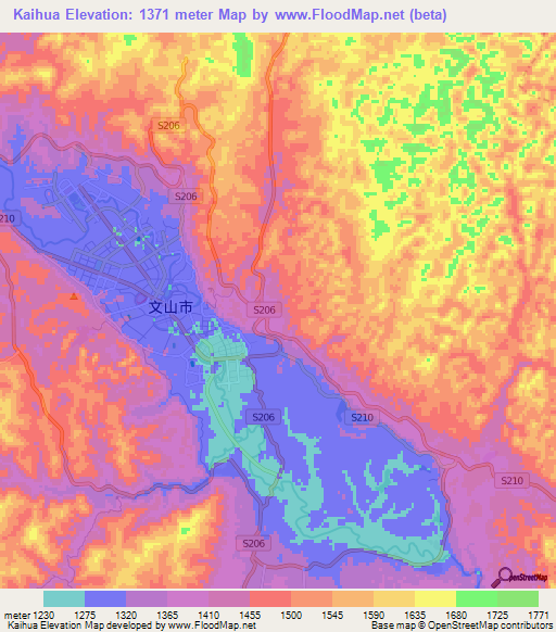 Kaihua,China Elevation Map