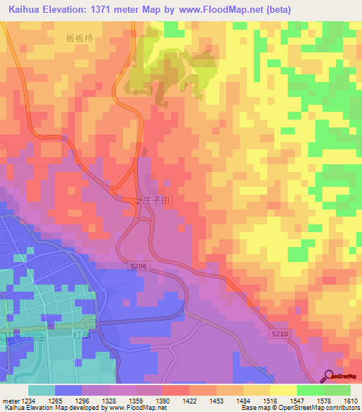 Kaihua,China Elevation Map