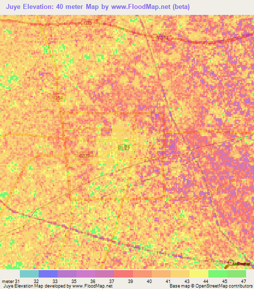 Juye,China Elevation Map