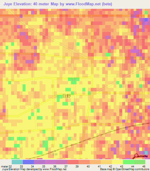 Juye,China Elevation Map