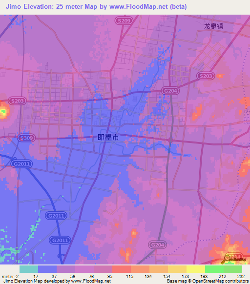 Jimo,China Elevation Map