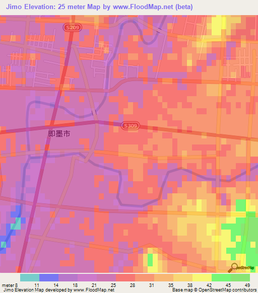 Jimo,China Elevation Map