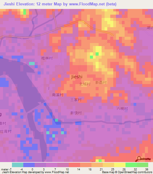 Jieshi,China Elevation Map