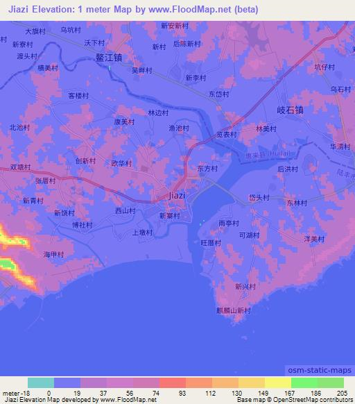 Jiazi,China Elevation Map