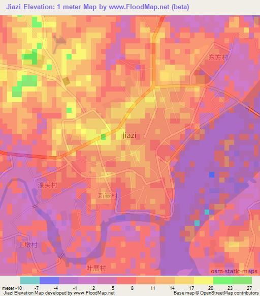 Jiazi,China Elevation Map