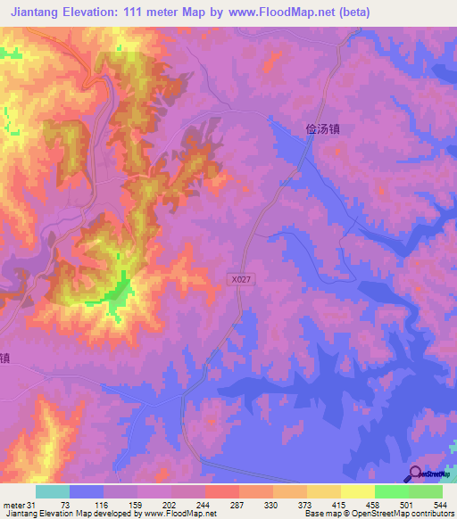 Jiantang,China Elevation Map