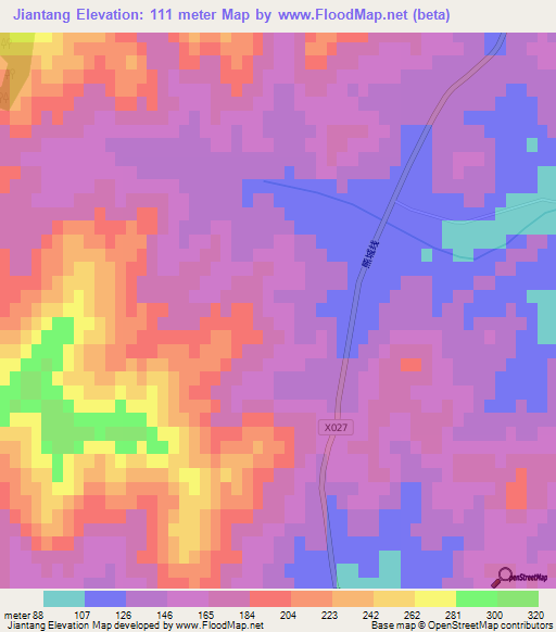 Jiantang,China Elevation Map