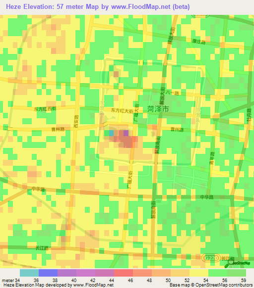 Heze,China Elevation Map