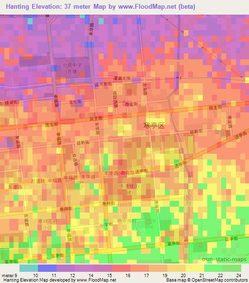 Hanting,China Elevation Map