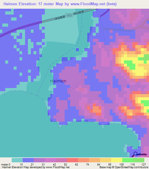 Haimen,China Elevation Map