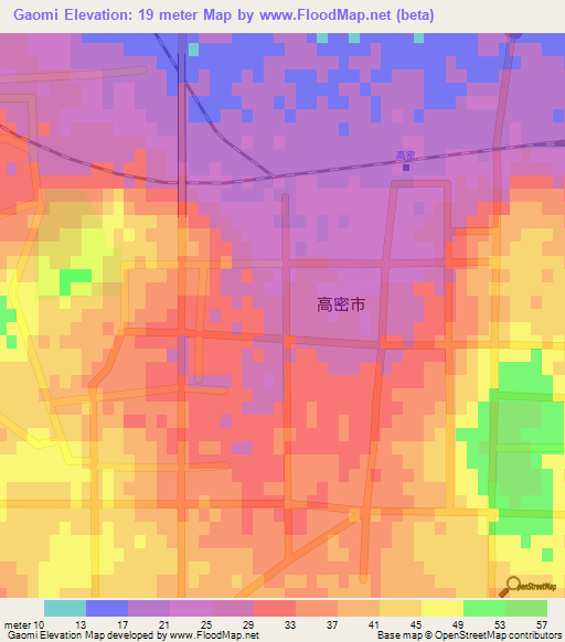 Gaomi,China Elevation Map