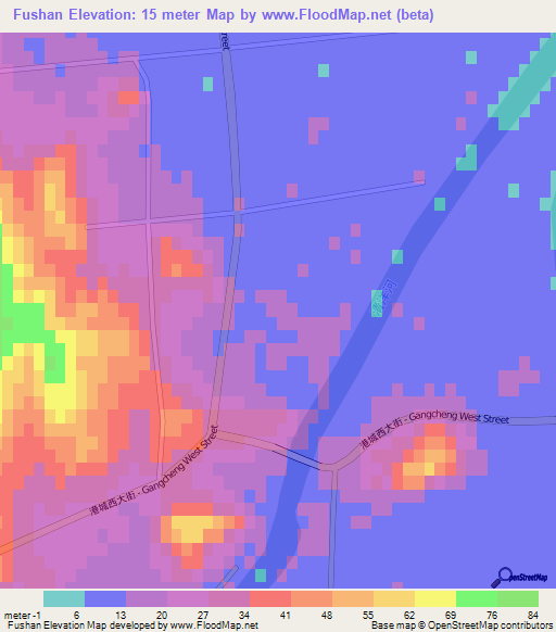 Fushan,China Elevation Map
