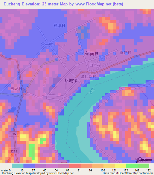 Ducheng,China Elevation Map