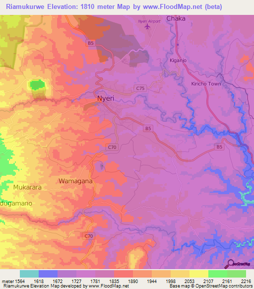 Riamukurwe,Kenya Elevation Map