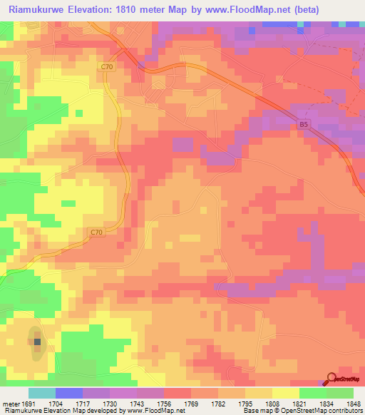 Riamukurwe,Kenya Elevation Map