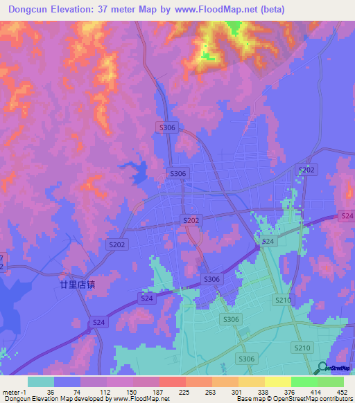 Dongcun,China Elevation Map