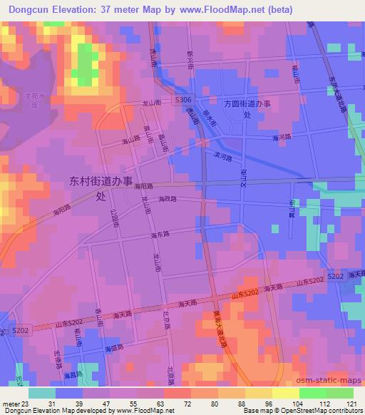 Dongcun,China Elevation Map