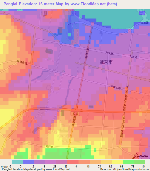 Penglai,China Elevation Map