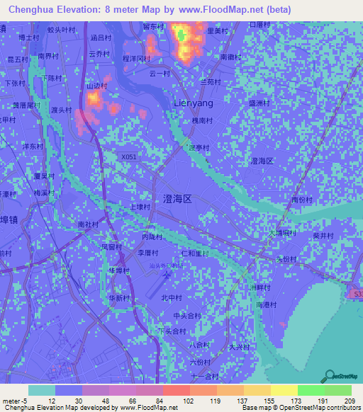 Chenghua,China Elevation Map