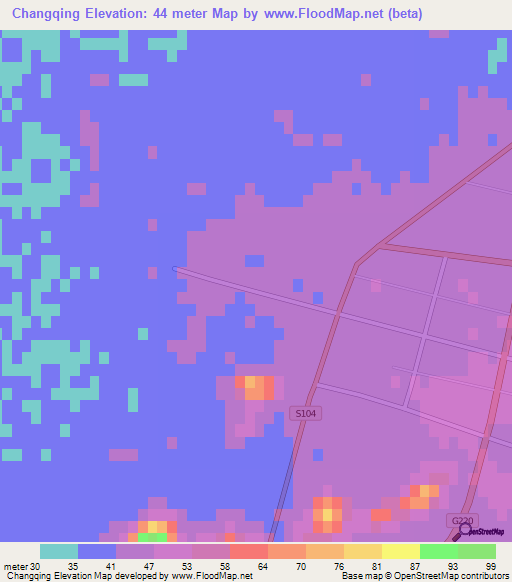 Changqing,China Elevation Map