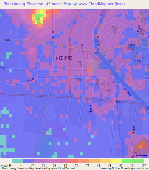 Bianzhuang,China Elevation Map