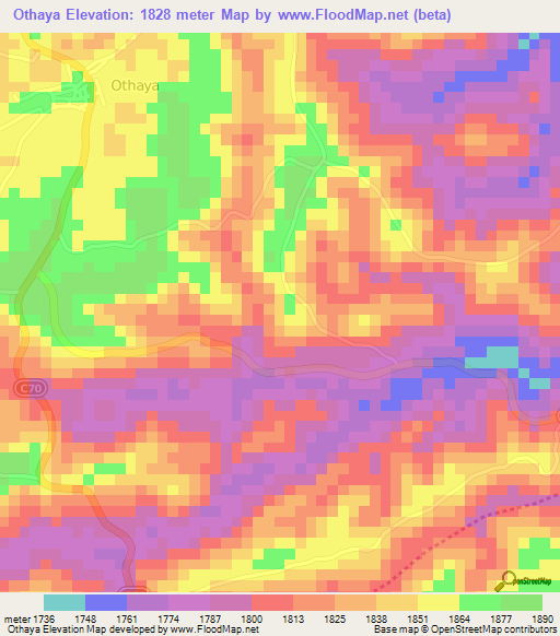 Othaya,Kenya Elevation Map