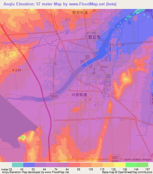 Anqiu,China Elevation Map