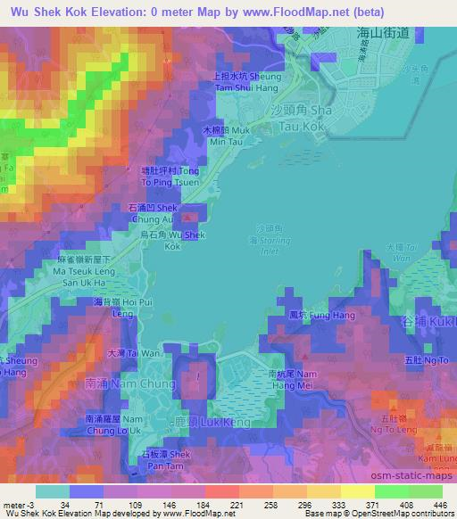 Elevation Of Wu Shek Kok,hong Kong Elevation Map, Topography, Contour