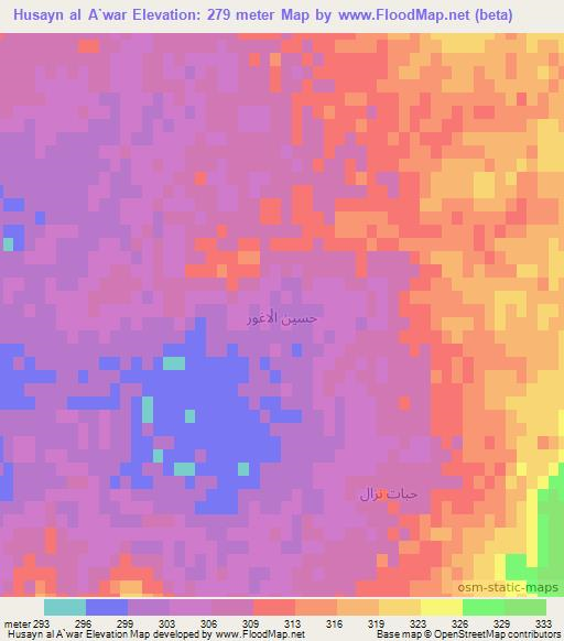 Husayn al A`war,Syria Elevation Map