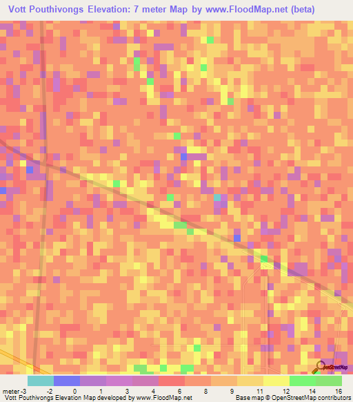 Vott Pouthivongs,Cambodia Elevation Map