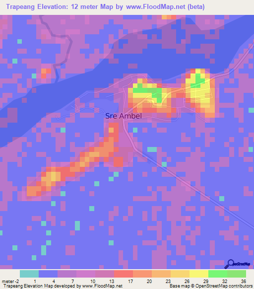 Trapeang,Cambodia Elevation Map