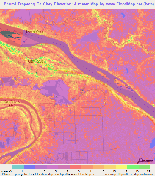 Phumi Trapeang Ta Chey,Cambodia Elevation Map