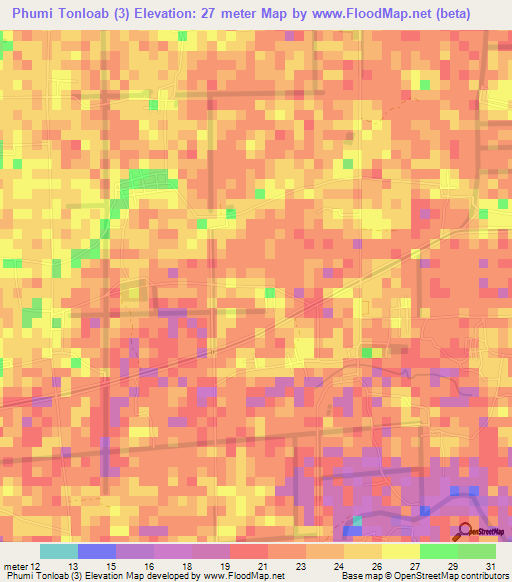 Phumi Tonloab (3),Cambodia Elevation Map