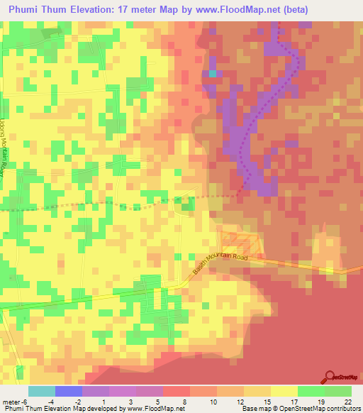 Phumi Thum,Cambodia Elevation Map