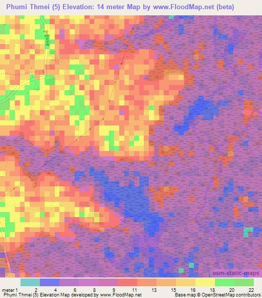 Phumi Thmei (5),Cambodia Elevation Map