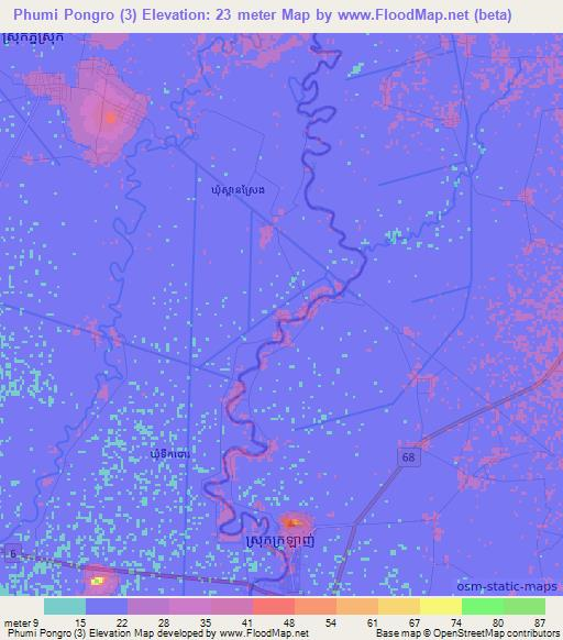 Phumi Pongro (3),Cambodia Elevation Map