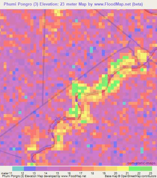 Phumi Pongro (3),Cambodia Elevation Map