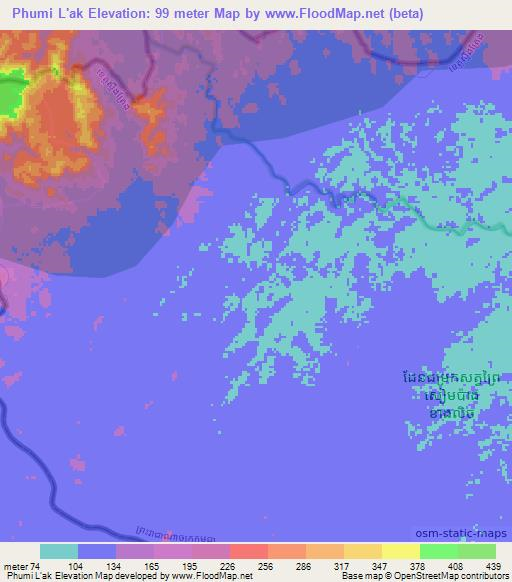 Elevation of Phumi L'ak,Cambodia Elevation Map, Topography, Contour