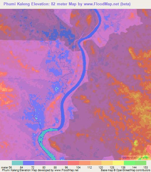 Phumi Kaleng,Cambodia Elevation Map