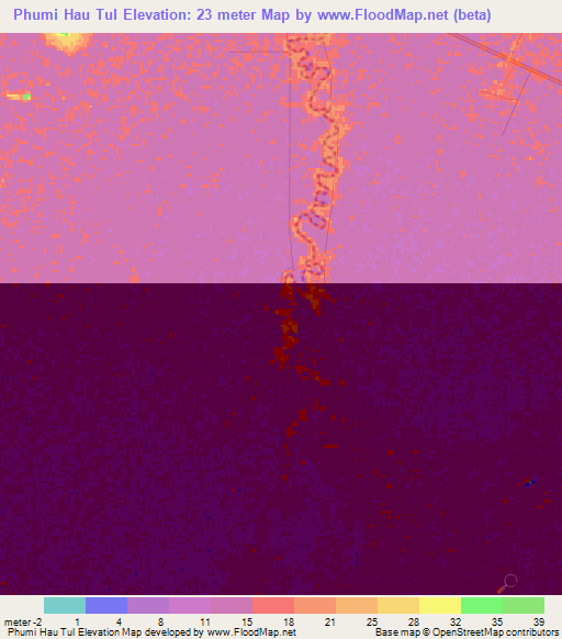 Phumi Hau Tul,Cambodia Elevation Map