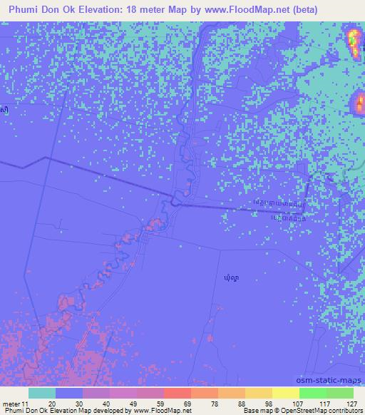 Phumi Don Ok,Cambodia Elevation Map