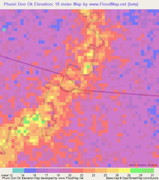 Phumi Don Ok,Cambodia Elevation Map