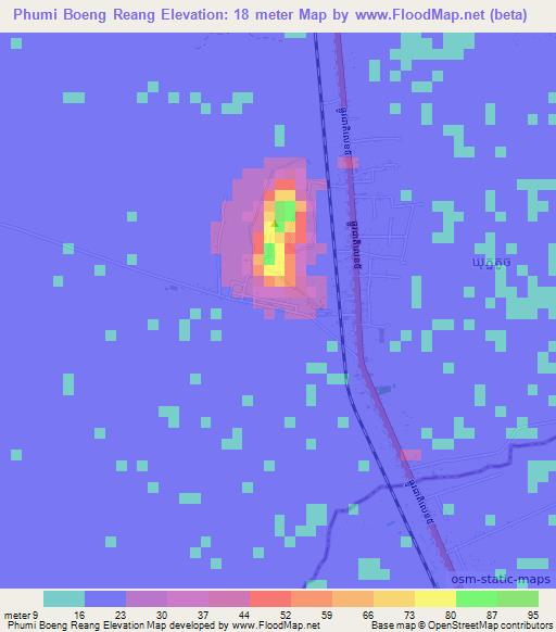 Phumi Boeng Reang,Cambodia Elevation Map