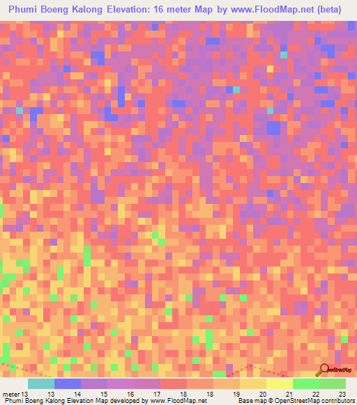 Phumi Boeng Kalong,Cambodia Elevation Map