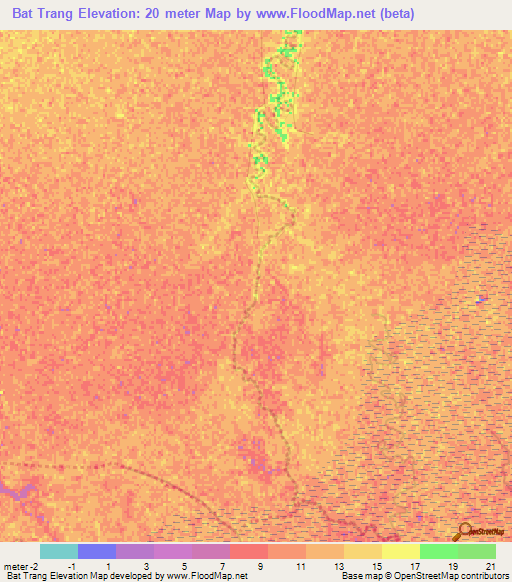 Bat Trang,Cambodia Elevation Map