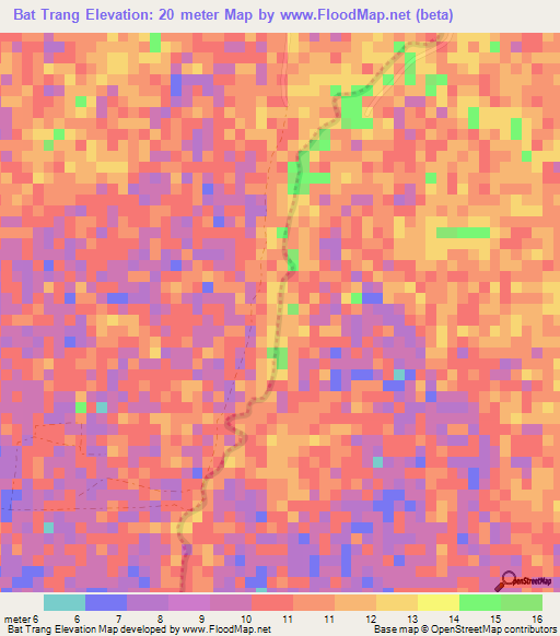 Bat Trang,Cambodia Elevation Map