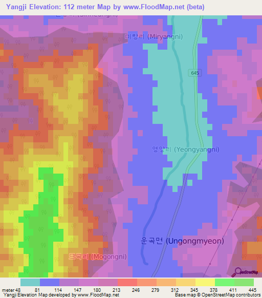 Yangji,South Korea Elevation Map