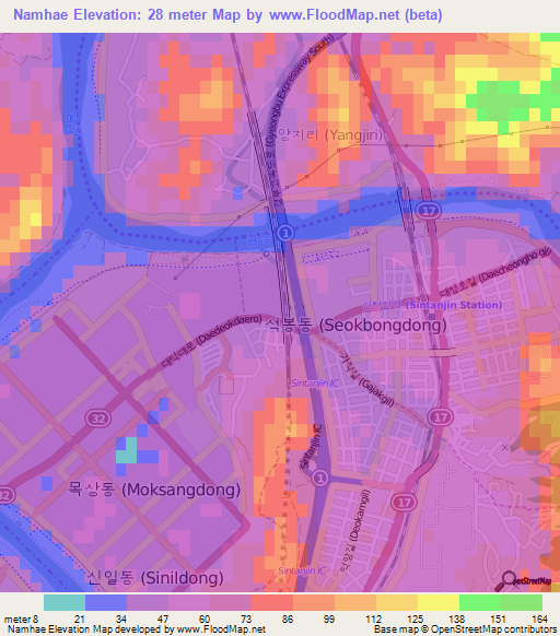 Namhae,South Korea Elevation Map