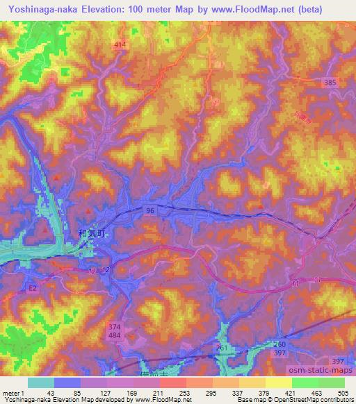 Yoshinaga-naka,Japan Elevation Map